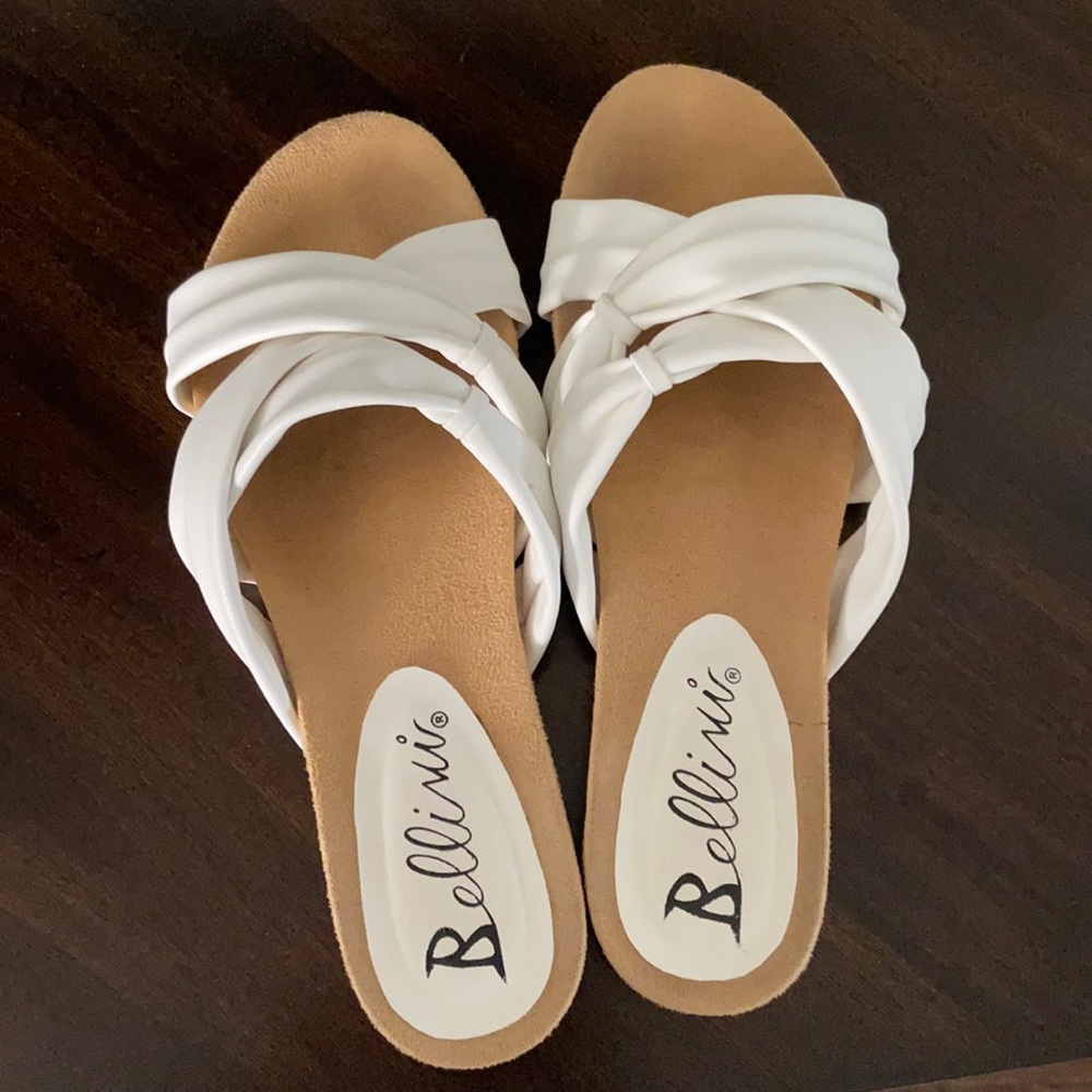 Bellini white slip on sandals